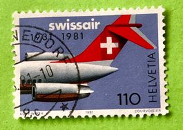  Nr.653 Sonderpostmarken 50 Jahr Swissair GESTEMPELT 1981  ﻿