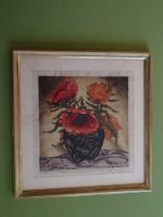 Mohnblumen Original Holzschnitt Handgedruckt