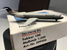 Fokker 100 Deutsche BA Modell Flugzeug 1:500 OVP ✈️
