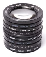 8 diverse Filter passend für Objektive Ø 55mm Filtergewinde