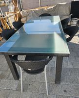 Glas Gartentisch &6Rattan Stuhl