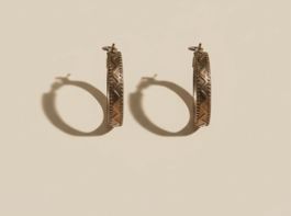 Stylish Silver Hoop Earrings with Aztec Design Detail