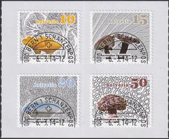2014, Nr.1503-1506 Pilze mit Ersttags-Halbmond-Stempel.