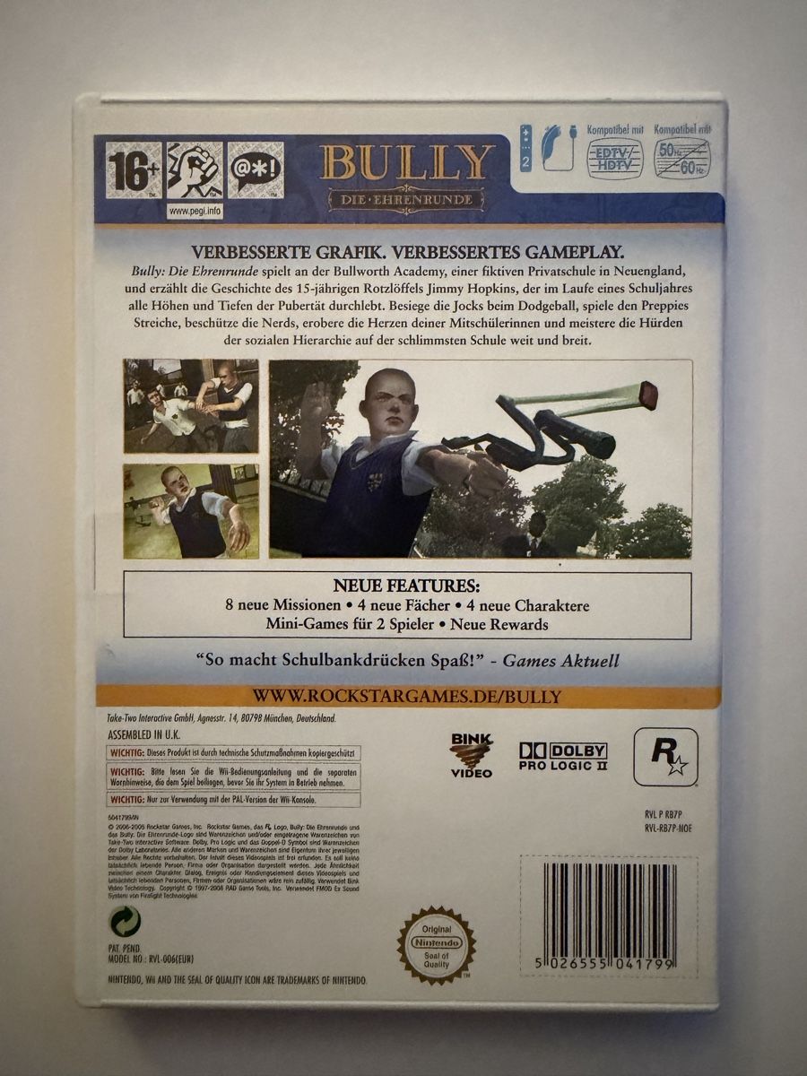 Nintendo Jeux: Bully Die Ehrenrunde Wii Game – D'occasion à Hendschiken par Jamie2006 1
