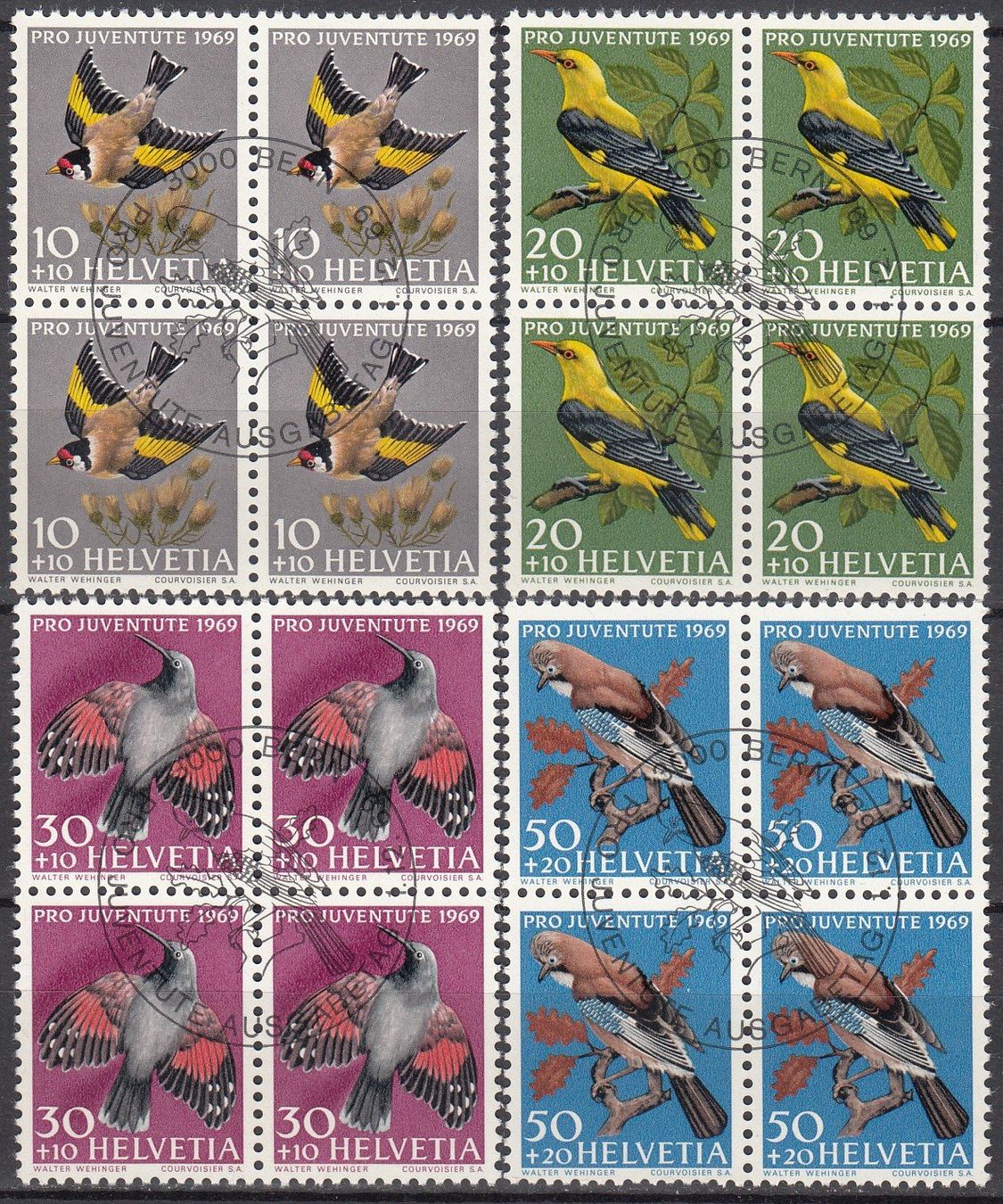 Alle Briefmarken: SBK J228 - J231 im 4er-Block mit ET – Gebraucht aus Bürglen TG von StampGraf