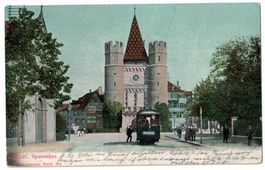 Basel, Spalentor, belebt, gelaufen 1905