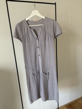 Sandro Kleid kurzarm grau Grösse 1 Baumwolle Baumwolle