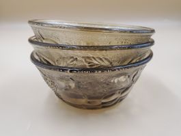 Lot de 3 bols Fidenza en verre fumé des années 70