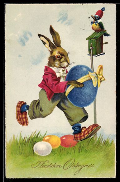 Cartes postales: AK Osterhase ist in Eile, Ostergruss – D'occasion à Berlin par bartko-reher