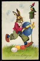 AK Osterhase ist in Eile, Ostergruss