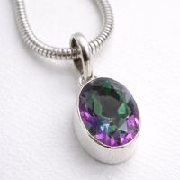 Mystic Topas Anhänger Silber 925 Oval Sterlingsilber modern