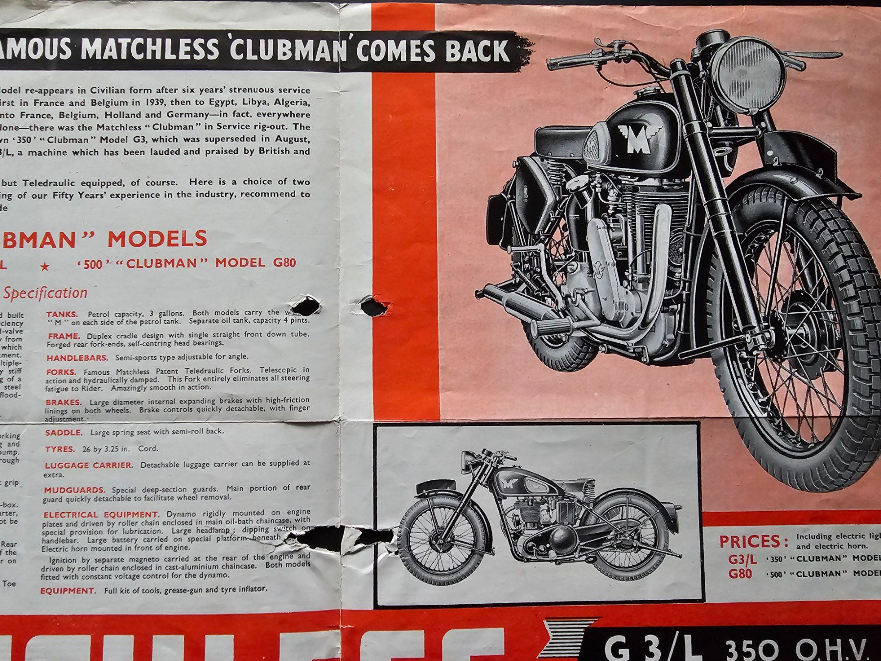 Documenti: Matchless G3/L & G80 Prospekt – Usato da Stein AG venduto da Zantico 1