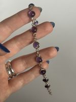 Vintage Silber Armband mit Amethyst Cabochons