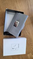 Brieftasche Portemonnaie Leder Damen grau Croc Krokoprägung