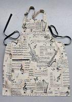 Kochschürze beige,natur/schwarz, Musik, Noten, Instrumente