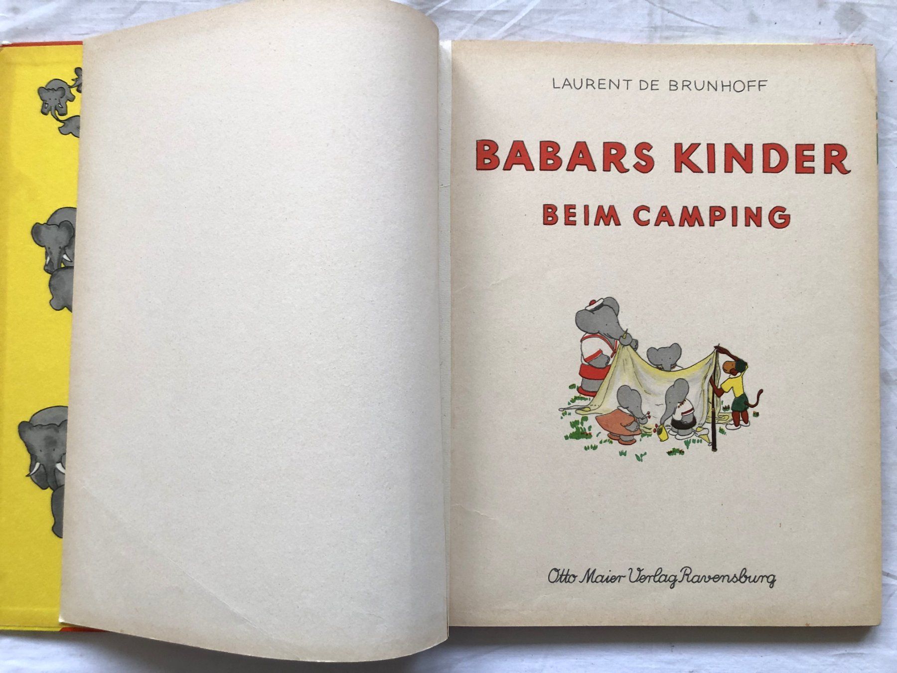 Libri: Jean de Brunhoff - BABARS KINDER beim Camping - EA 1959 – Usato da Schaffhausen venduto da durruti 1