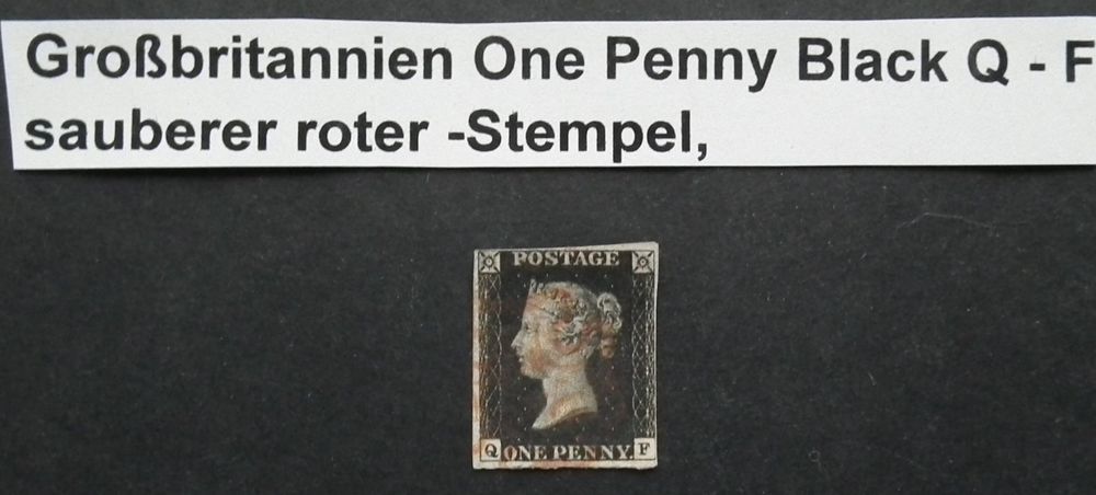 1840 Grossbritanien One Penny black Q - F Stempel rot (Gebraucht) in ...