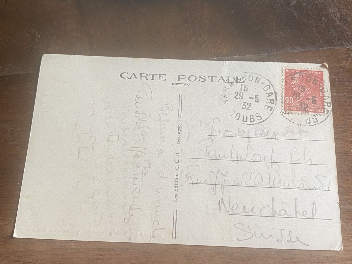 Cartoline postali: Ansichtskarte 1932 Besancon-les-Bains, Briefmarke, 1932 – Usato da Baden venduto da swiss-alps 3