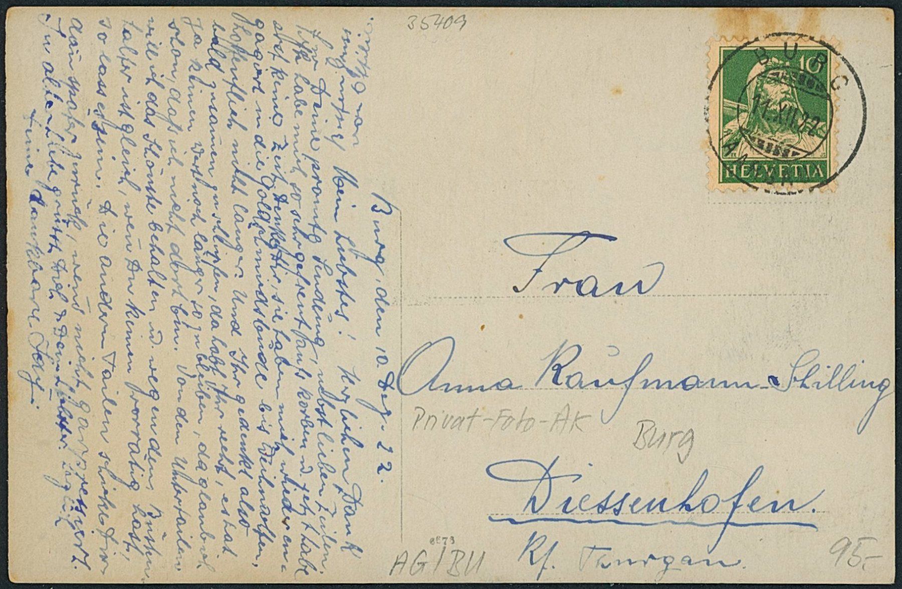 Cartoline postali: AG Burg – Usato da Schindellegi venduto da stationary 1