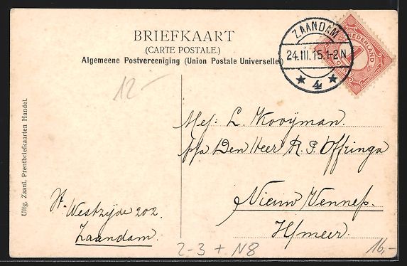 Cartoline postali: Zaandam, Westzijde b. d. Stationsstraat, – Usato da Berlin venduto da bartko-reher 1