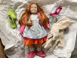 Rarität schöne grosse Käthe Kruse Puppe Lolle, mit Zubehör