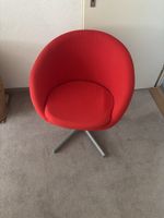 Sessel rund drehbar Stoffbezug rot Gestell silber