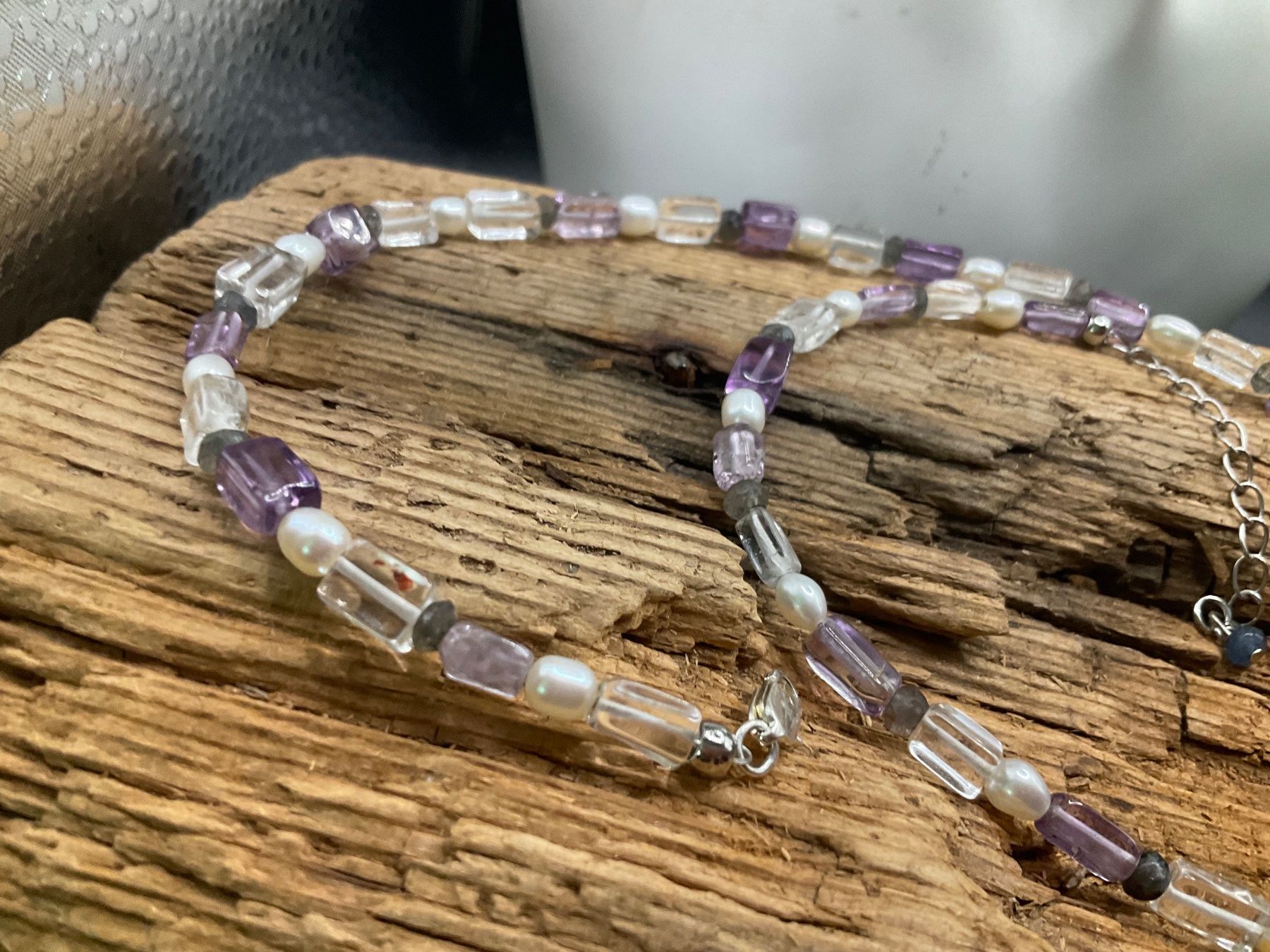 Catenine: Collier Amethyst, Süsswasserperlen, Quarz und Labradorit – Nuovo (secondo la descrizione) da luzern venduto da Alpendorf1 4