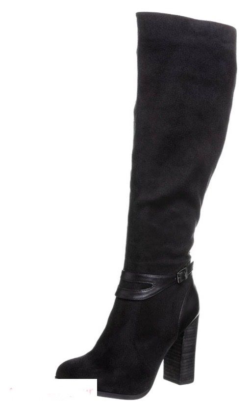 Scarpe da donna: Schwarze Stiefel mit Blockabsatz, hochhackig aber bequem!! – Usato da Fribourg venduto da AyveeMusiqueMetissee