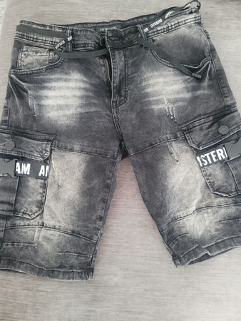Leeyo Jeans Herren Sommer-Shorts, Grau, Grösse 34 (M)