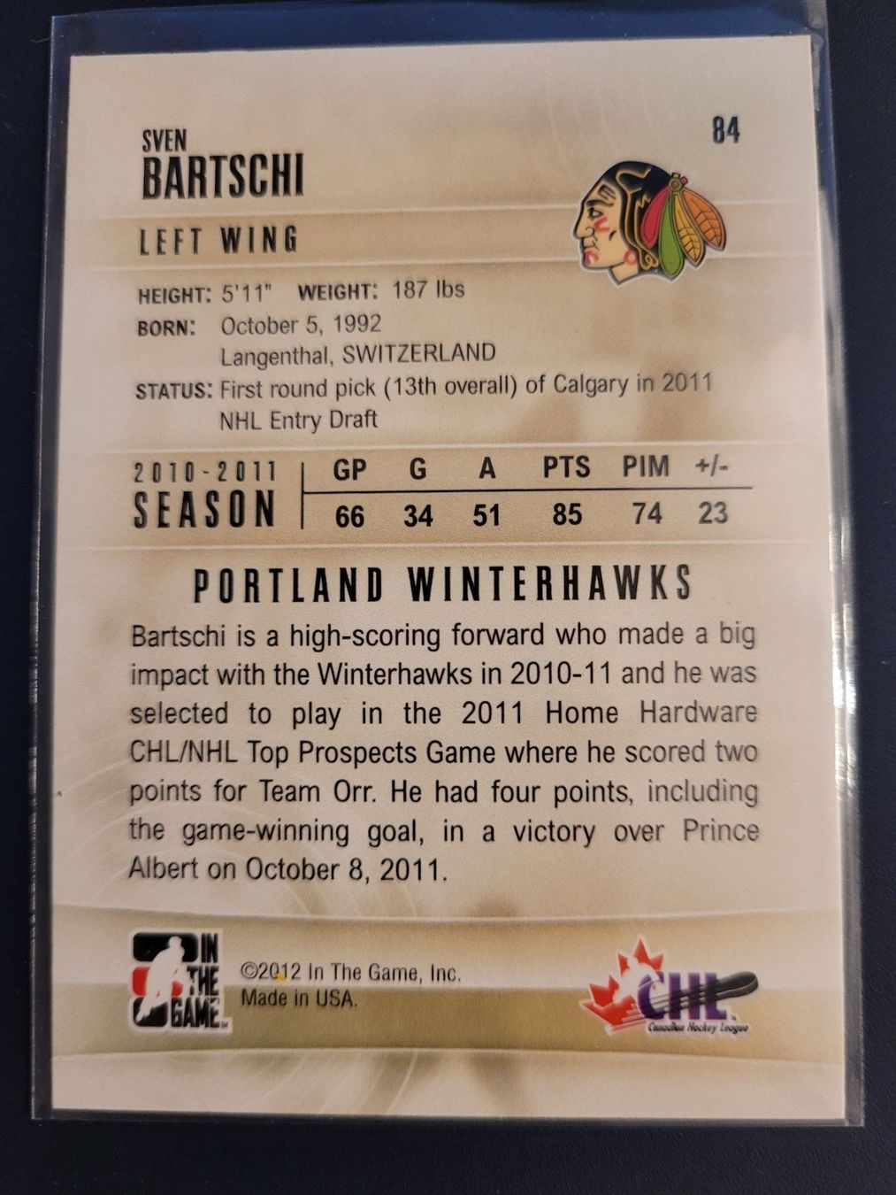 NHL Sammelbilder & Trading cards: Sven Bärtschi - In the game - 2010/11 – Gebraucht aus Bauma von Yotanke 1