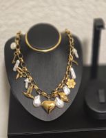 NEU Bettelkette Gold Edelstahl Collier Charm Acier Inox 316L