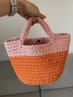 Handgemachte gehäkelte Tasche bicolor