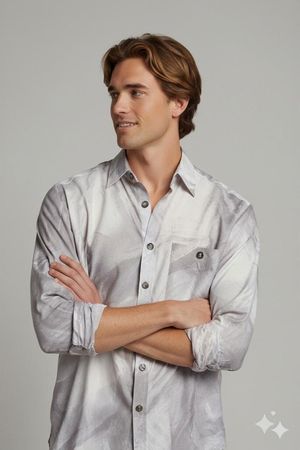 Studio Leonardo Button-Down Hemd - Grau Marmormuster -
