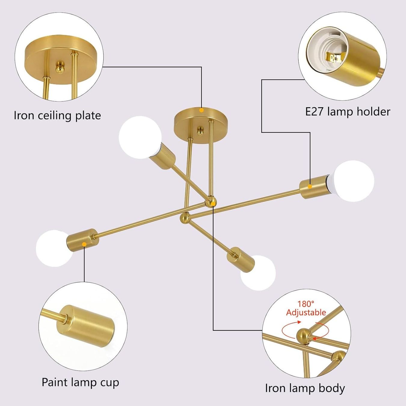 Lustres & lampes de plafonds: Deckenleuchte Deckenlampe Kronleuchter 4 flammig E27 dimmbar – Neuf avec emballage d'origine à Herisau par Serenco 8