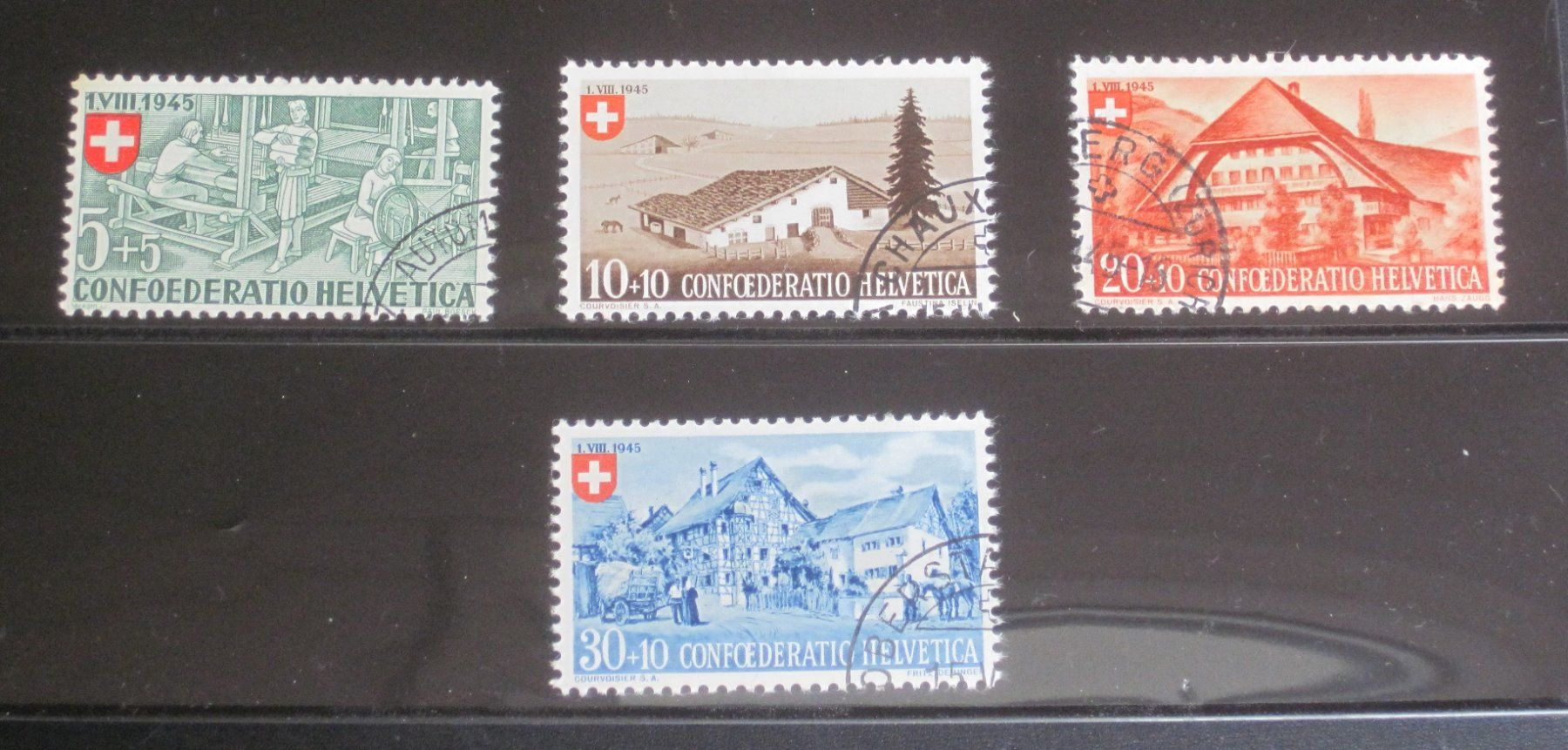 Tutti i francobolli: PP 1945 Berufe und Schweizer Häuser I ganzer Satz gestempelt – Usato da Waltenschwil venduto da lehrblaetz55