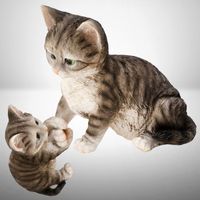 🌟🐱Katzen Figur Kantenhocker Regalkletterer Deko Grau NEU🐾