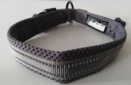 Hundehalsband XL grau gepolstert 50 - 55cm reflektierend