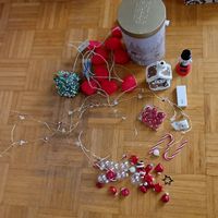 Weihnachten: Haus Schneemann,Tannenbaum Lichterketten & Deko
