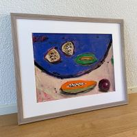 Stilleben Papaya Bild Expressionismus Original Bammert