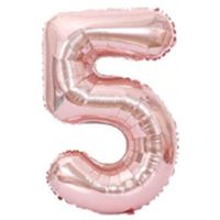 40" XL Metallic Zahlenballon Rose 5 - KOSTENLOSER VERSAND