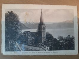 Montreux L'Eglise La Dent du Midi et les Alpes de Savoie