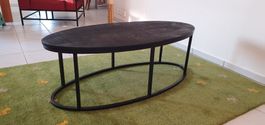 Clubtisch Geo 1008, Mangoholz massiv, schwarz