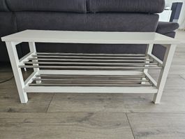 Bank mit Schuhablage, weiss, 108x34x50 cm, super Zustand