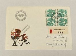 FDC Einschreiben Viererblock