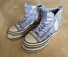 Rebecca White Damen Knöchelschuh mit Fransen blau gestickt