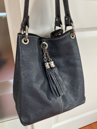 Elegante  Damentasche,    LEDER,  dunkelblau