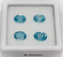 4x Zircons bleus 6x5 mm - CERTIFICAT 160.- Fr.