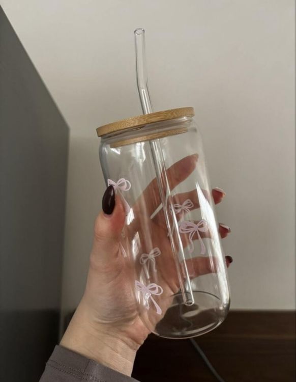 DEARRAY 0.6l Gourde en Verre avec Paille, 600ml Bouteille d'eau en