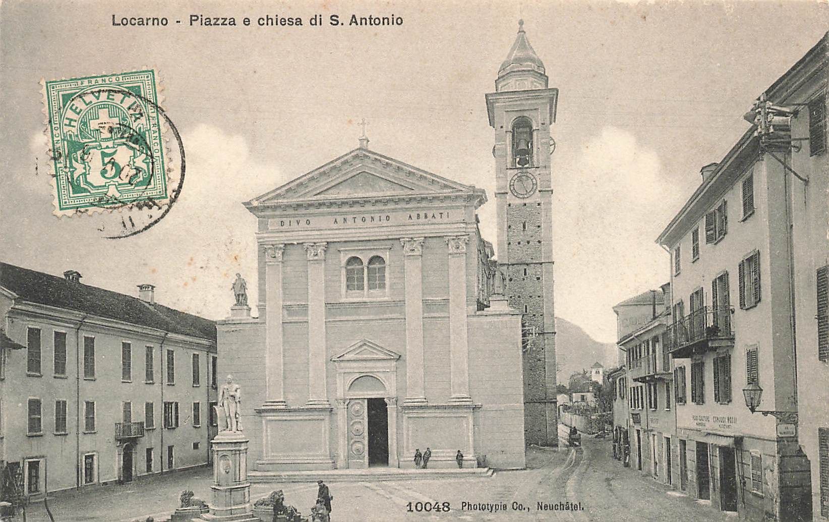 Cartoline postali: Locarno piazza e chiesa s. Antonio – Usato da Biasca venduto da Blenio71