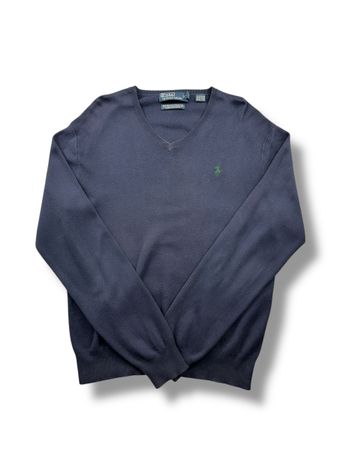 Pull col V Ralph Lauren Bleu Marine - M - coton pima